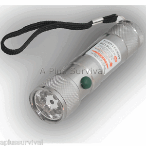 8 LED Flashlight Green White /& Laser Camping Survival Emergency Disaster Kits