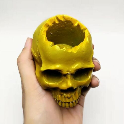 3D Skull Plant Vase Silicone Mould Resin Concrete Ashtray Mold DIY Home Decor 