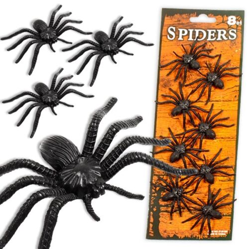 6,5cm Schwarze Spinnen im 8er Set