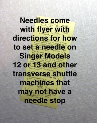 Needles Size 80 Substitute for 12x1 Singer 12 & most Transverse Shuttle Machines 