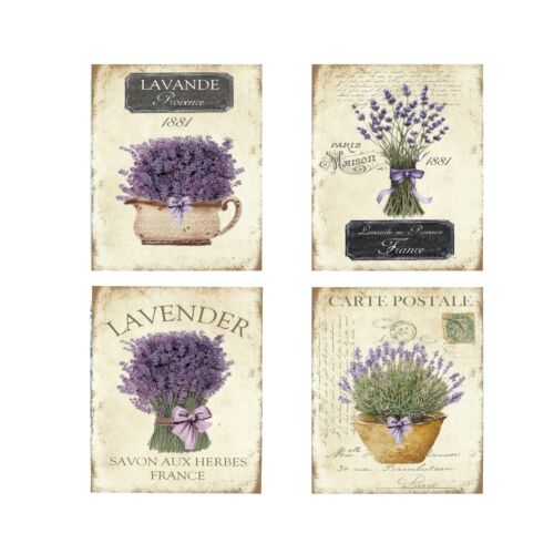 Set of 4 Vintage French Lavender Canvas Prints 