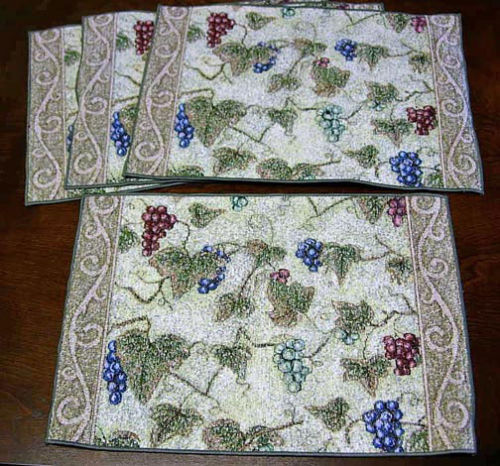 The Winery ~ Wine Vineyard Grapes Tapestry Placemats Set ~ Set//4