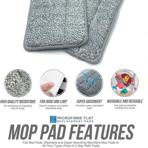 Microfibre Flat Mop Pads Head Replacement Refills Floor Cleaning Super Absorbent