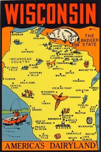 Vintage Travel Decal Replica Window Cling Wisconsin
