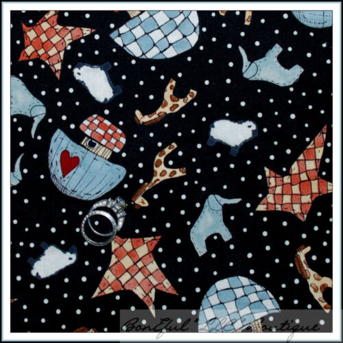 BonEful Fabric FQ Cotton Quilt Noahs Ark Animal Star Heart Nursery Baby B/&W Dot