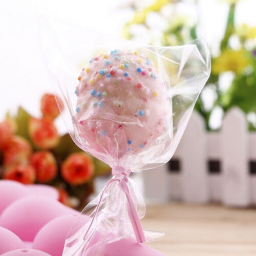 100pcs Cello Clear Display Sweet Lollipop Cake pop Favor Party Treat Bags #LAC