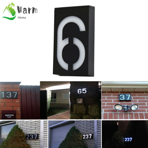 Solar Power LED Light Sign House Door Address Plaque Number Digits Plate 0-9 