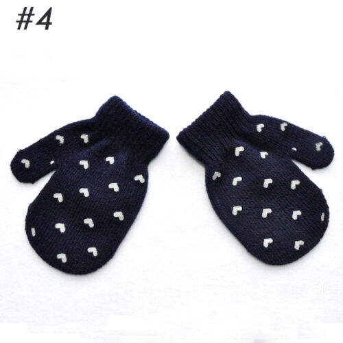 Cute Dot Star Heart Pattern Mittens Kids Boys Girls Soft Knitting Warm Gloves
