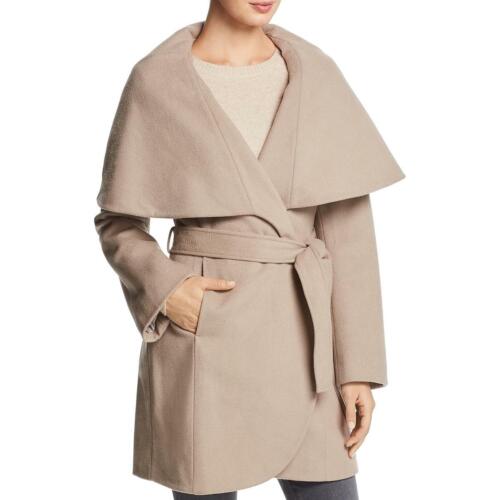 Tahari Womens Marla Taupe Winter Wool Dressy Wrap Coat Outerwear L BHFO 4328 