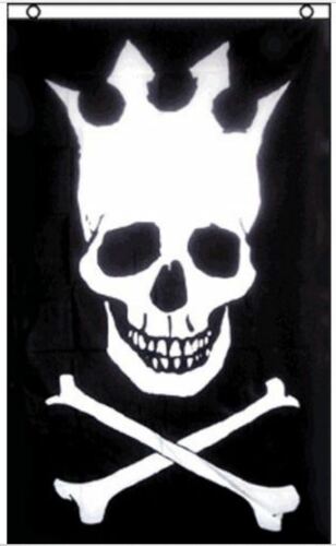 Skull with Crown Pirate Flag Polyester 3x5 Foot Crossbones Jolly Roger Banner