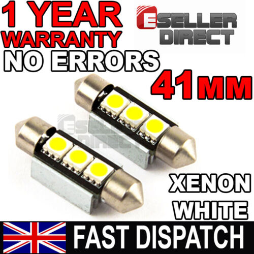 2x 3 SMD LED 41mm 264 CANBUS ERROR XENON WHITE NUMBER PLATE LIGHT FESTOON BULBS