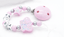 Schnullerkette mit Namen ♥ Mädchen ♥ Glitzer Stern Krone ♥ rosa silber Baby
