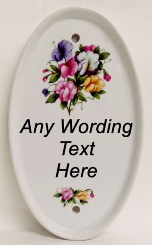 Personalised Sweet Pea Oval Vertical House Door Plaque Ceramic Sign Any Text