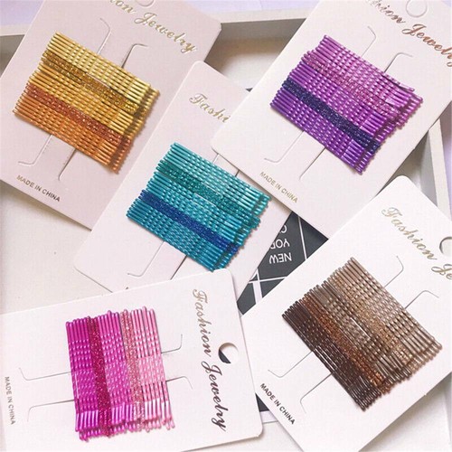 24Pcs Glitter Hair Clips Bobby Pins Accessories Wavy Hairpins Metal Barrettes A9