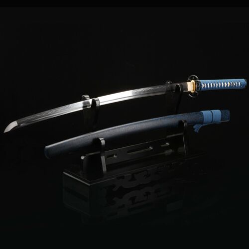 Handmade Blue Tsuba Katana Real Katana Japanese Samurai Swords With Black Scabba