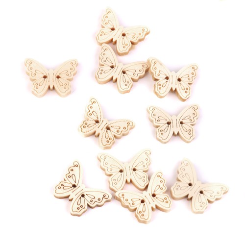 100 Butterfly 2 Hole Sewing Buttons Scrapbooking Craft Embellishment Natural