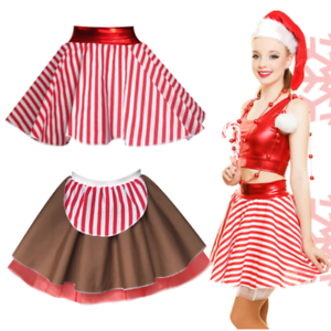 Filles Candy Cane Costume Pain D/'Épice Homme Noël Jupe Danse Fancy Dress UK