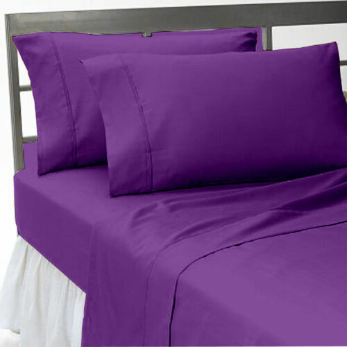 1200 Count Egyptian Cotton Extra Deep Pocket Purple Solid Bed Sheet Set 