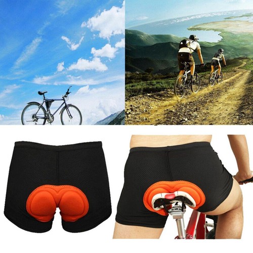 Men Bicycle Underwear Pants Cycling Shorts Sponge Gel 3D Padded Orange Outdoor