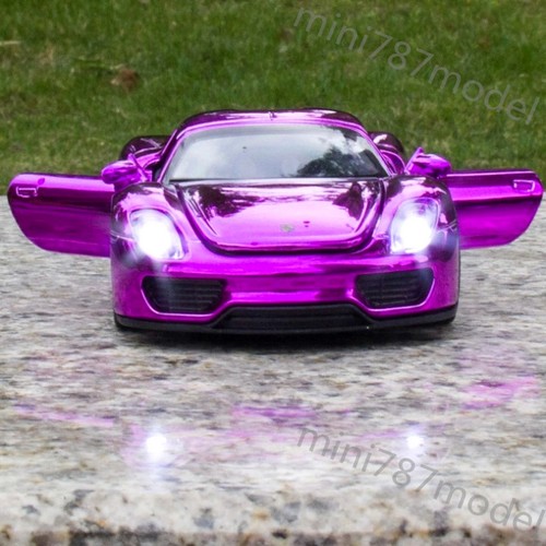 Porsche Spyder 1:32 Model Cars Sound /& Light Electroplating Purple Alloy Diecast