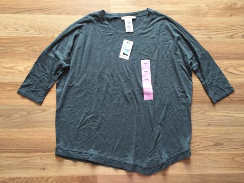 NWT Womens Philosophy Charcoal Gray Heather Asymmetrical Hem Top Sweater Sz S