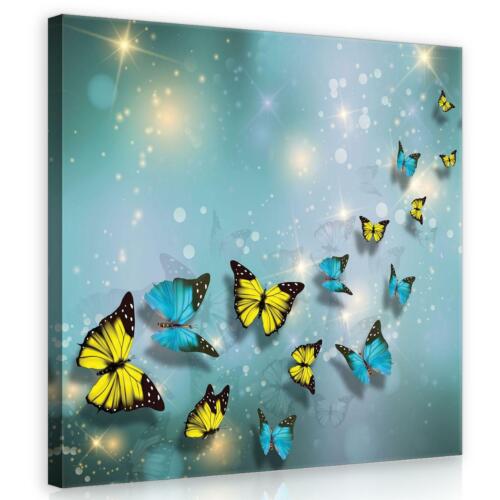 CANVAS Leinwand bilder XXL Gelbe und Blaue Schmetterlinge Bild Wandbild F06370
