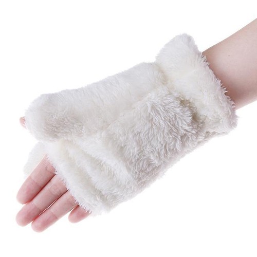 Fashion Warm Winter Women/'s Rabbit Fur Wrist Fingerless Gloves Mittens SS