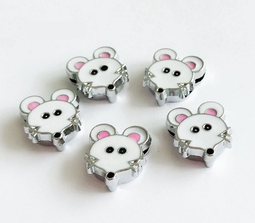 8 mm émail mices Head Slide Charms Beads Fit 8 mm Ceintures Bracelets Chien Pet Colliers