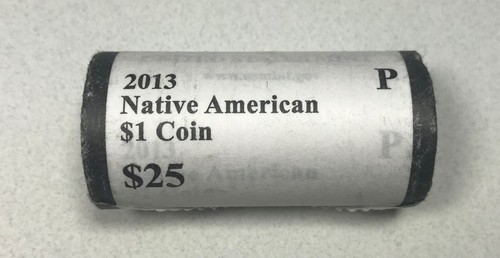 2013-P Sacagawea Dollar Roll-25 Native American Dollar Coins-Wolf Turtle,Turkey