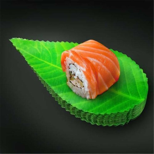 200 Pcs Plastic Sushi Serving Platter Tray Leaves Shape Tray Plate Decor LD