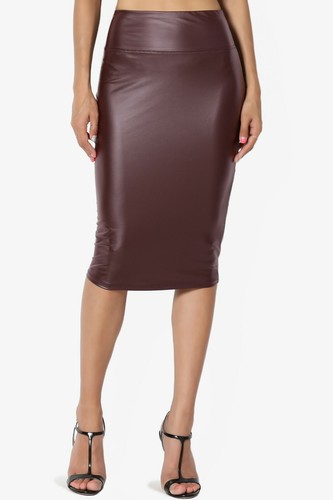 TheMogan S~3X Faux Leather High Rise Waist Bodycon Knee Length Pencil Skirt