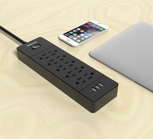 Nekteck Power Surge Protector with 9.3ft Cord 10 AC Outlets 3-USB Ports