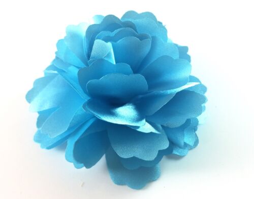 “USA” Hair Fabric Flower Clip Brooch Womens Rose Peony Lady Sheer Blue Pin 04