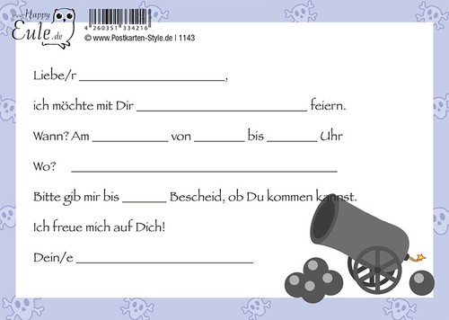 10 Postkarten Einladungskarten Einladung Kindergeburtstag Eulen Piraten Party