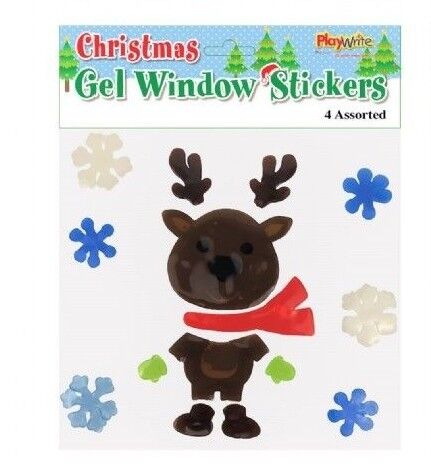 Christmas Window Gel Stickers Xmas Decoration Santa,Snowman,Reindeer,Gingerbread