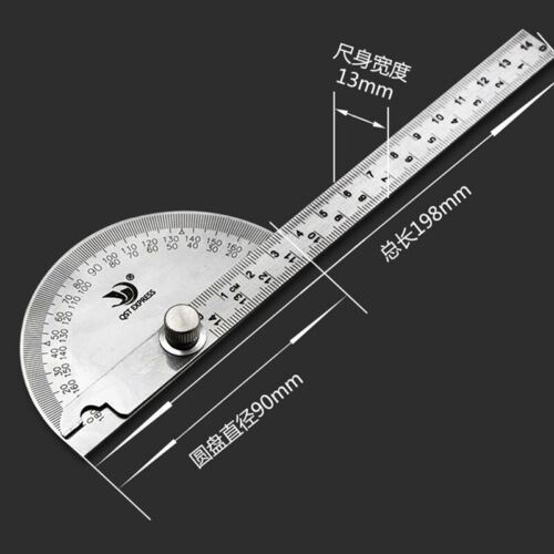 180 degree Protractor Angle Finder Arm Stainless Steel Measuring Ruler Tool