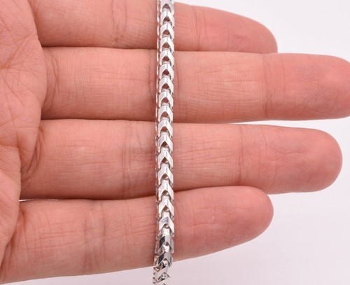 8.5/" Solid Franco Mens Chain Bracelet 14K White Gold Clad Sterling Silver Italy