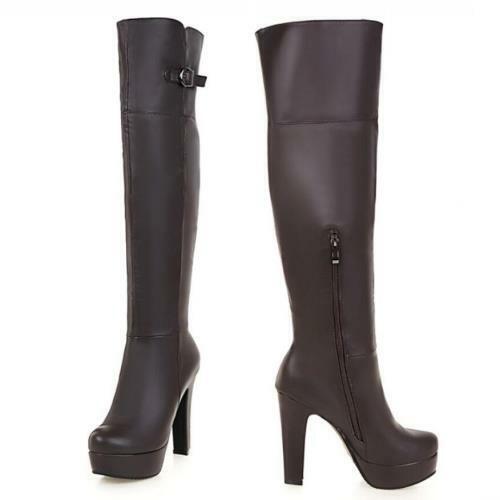 Details about  &nbsp;Womens Over The Knee Thigh Platform High Heels Boots Buckle Gothic Shoes 34/43 D