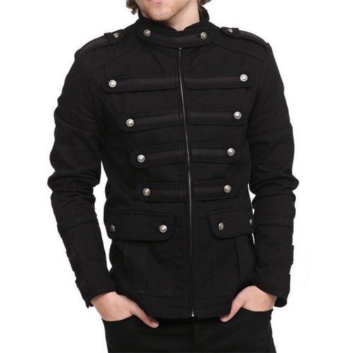 Men Short Coat Steampunk Gothic Clothes Rock Zipper Vintage Jacket Outwear NEW