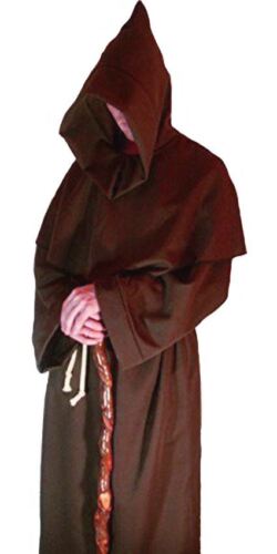 Mens Brown Viking Monks Robes Monk Friar Tuck Robe Halloween Fancy Dress Costume