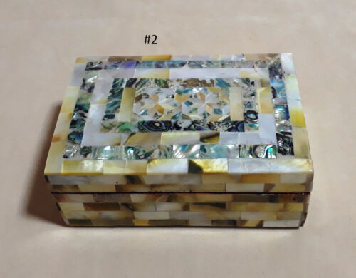 Handmade Egyptian Islamic Mother of Pearl Mosaic Inlaid Wood Jewelry Box
