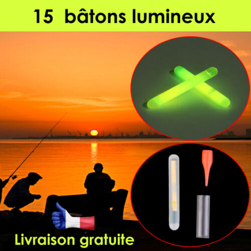 15 glow sticks fishing float tool night stick light with box 