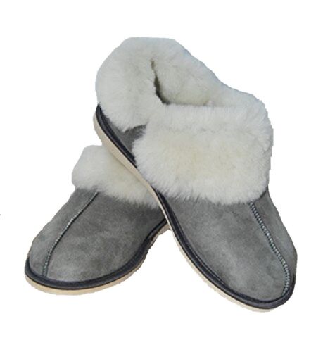 Natural gris cálido y encantadora lana//piel de oveja Pantuflas Todas Las Tallas