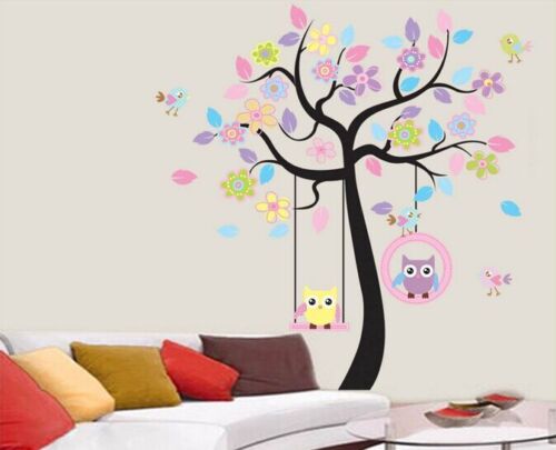Decals Decor Art Home Removable Owl Mural Wall Stickers Kid Baby Nursery Tree