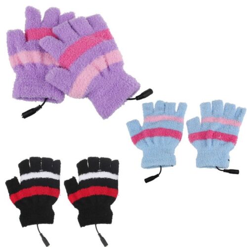 USB Heating Winter Hand Warm Gloves Heated Fingerless Plush Winter Women Mittens