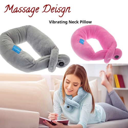 Vibrating Massaging Neck Travel Pillow Colors Vary Wrap Around Massage Feature