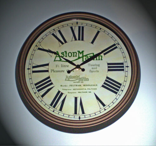 Aston Martin Vintage Style Wall Clock, 1920-30&#039;s Livery. Early Feltham Days.