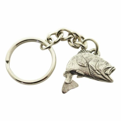 Largemouth Bass Facing Right Keychain ~ Antiqued Pewter ~ Keychain