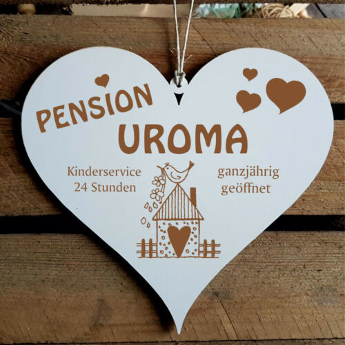 Schild Herz Pension Uroma ganzjährig geöffnet Willkommen Türschild 13x12cm ✔️ 