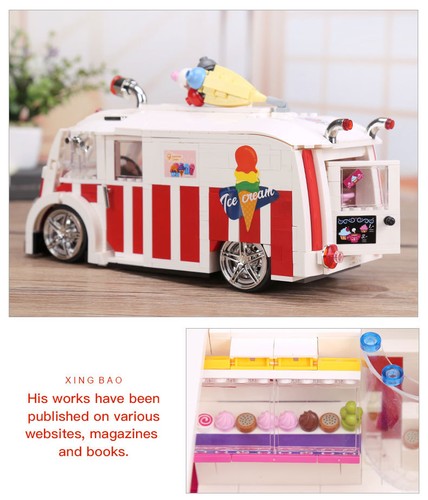 New 1000Pcs Genuine Technic Series The Ice Cream Car Set Building Blocks Bricks